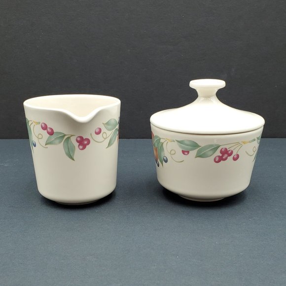 Corning Abundance Creamer Sugar Bowl Corelle Fruit Pattern Cream Sugar Set - Picture 4 of 9